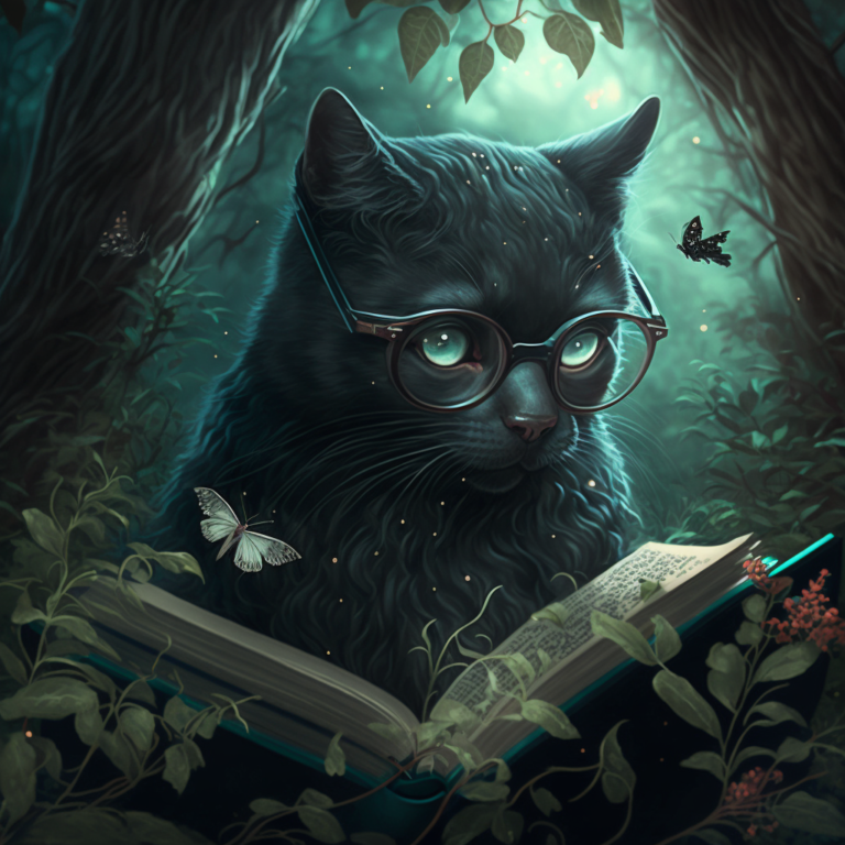 roru_a_black_cat_with_glasses_reads_a_book_in_a_fantasy_forest__b3c38add-14fa-4bb8-8ba3-14f2ad082bb8-768x768